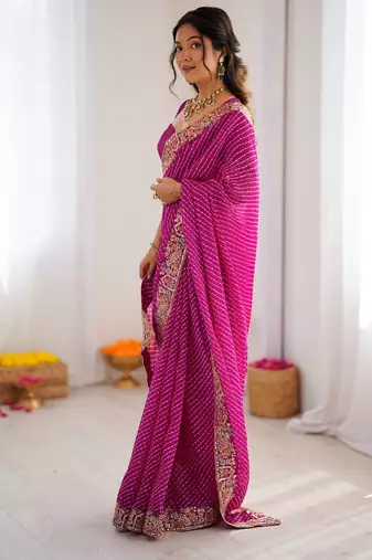 Designer Sequin Embroidery Badhani Saree for Festive Party wear