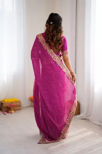 Designer Sequin Embroidery Badhani Saree for Festive Party wear