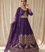 Royal purple embroidered anarkali gown with dupatta