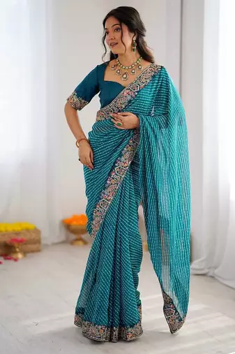 Designer Sequin Embroidery Badhani Saree for Festive Party wear