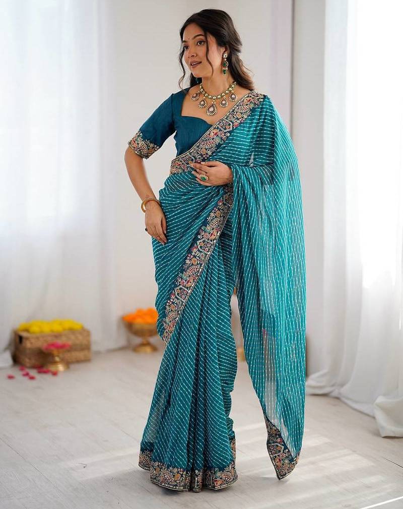 Designer Sequin Embroidery Badhani Saree for Festive Party wear