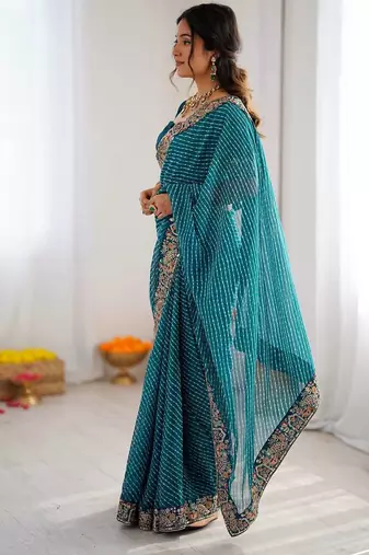 Designer Sequin Embroidery Badhani Saree for Festive Party wear