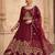 Red embroidered anarkali gown with dupatta