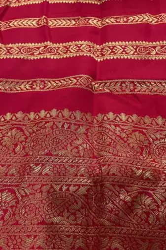 Pink silk blend woven with banarasi silk