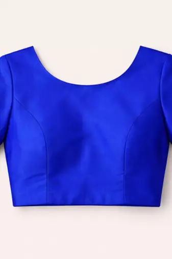 Royal blue silk blend woven with banarasi silk