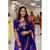 Royal blue silk blend woven with banarasi silk