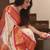 Off white silk blend woven with banarasi silk