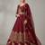 Red embroidered anarkali gown with dupatta