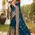 Teal satin embroidered with resham embroidery