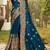 Teal satin embroidered with resham embroidery