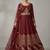 Red embroidered anarkali gown with dupatta