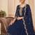 Navy blue heavy dori & zari embroidered anarkali gown with dupatta