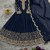 Navy blue heavy dori & zari embroidered anarkali gown with dupatta