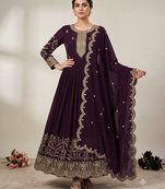Red heavy dori & zari embroidered anarkali gown with dupatta