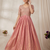 Festive heavy embroidered work gown pink anarkali kurti for women