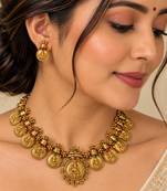 Multicolor gold-plated festive necklace set