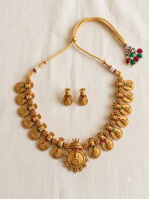 Multicolor gold-plated festive necklace set 2
