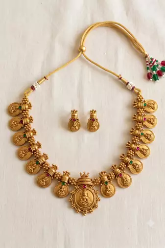 Multicolor gold-plated festive necklace set