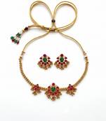 Multicolor gold-plated ethnic necklace set