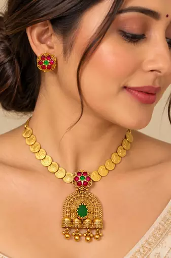 Multicolor gold-plated occasion necklace set