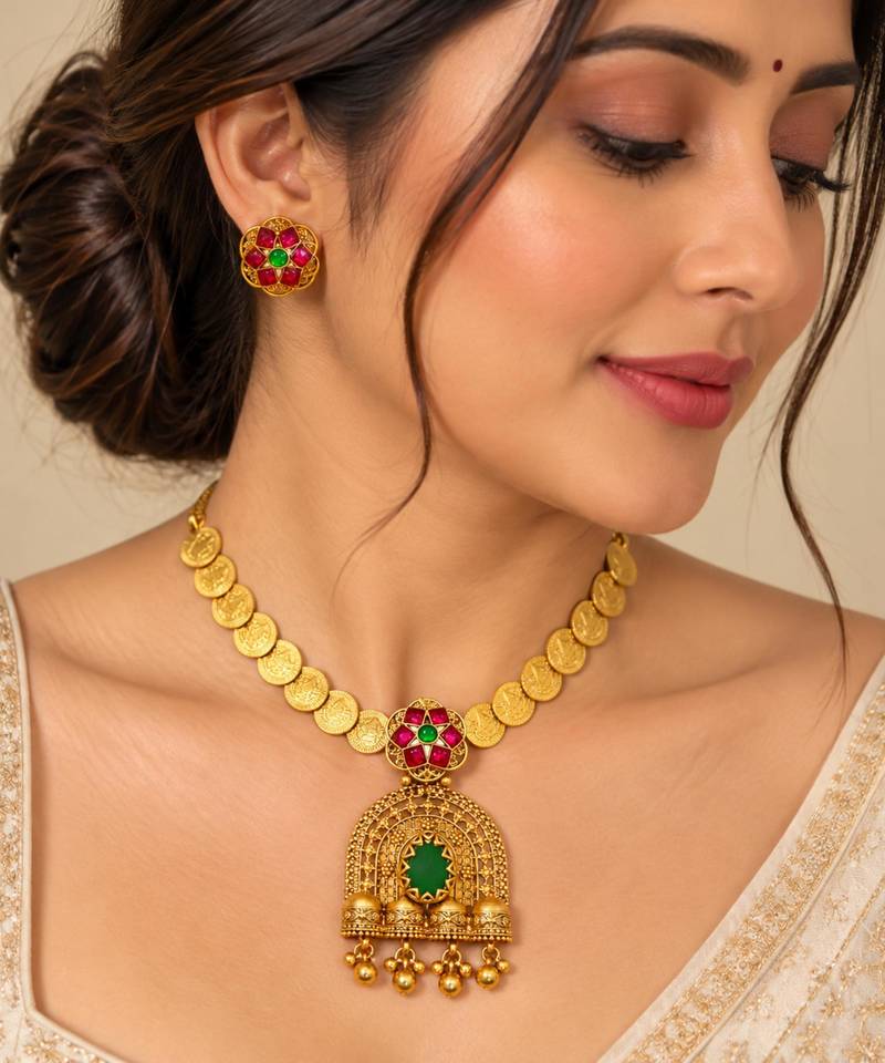 Multicolor gold-plated occasion necklace set