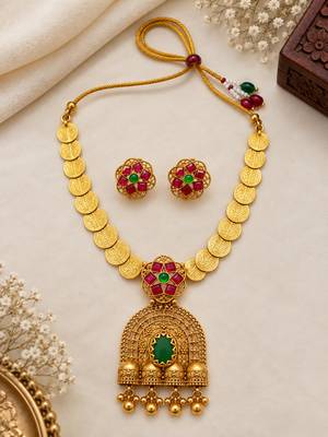 Multicolor gold-plated occasion necklace set 2