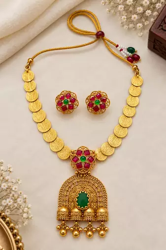 Multicolor gold-plated occasion necklace set