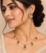 Reversible multicolor gold-plated necklace set