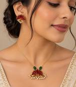 Ruby gold-plated contemporary necklace set