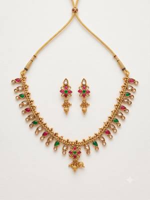Multicolor gold-plated designer necklace set 2