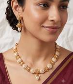 White gold-plated ethnic necklace set