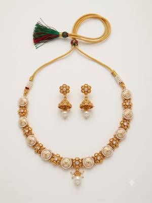 White gold-plated ethnic necklace set 2