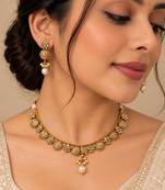 Emerald gold-plated traditional necklace set