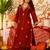Red silk blend embroidered kurta set