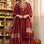 Maroon silk blend embroidered kurta set