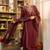 Maroon silk blend embroidered kurta set