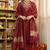 Maroon silk blend embroidered kurta set
