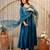 Dark-teal silk blend embroidered kurta set