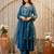 Dark-teal silk blend embroidered kurta set