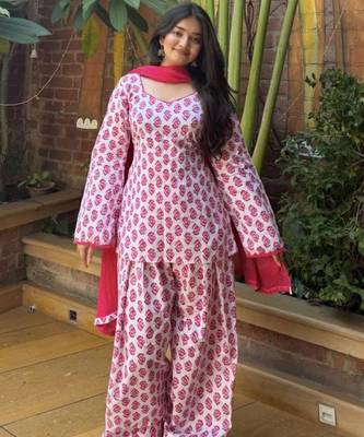 White cotton poly printed farshi salwar set 4