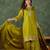 Green silk blend embroidered palazzo set
