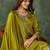 Green silk blend embroidered palazzo set