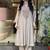 Grey cotton poly embroidered kurta set