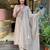 Grey cotton poly embroidered kurta set