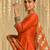 Orange silk blend embroidered anarkali set