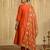 Orange silk blend embroidered anarkali set