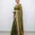 Mehendi green color fndy satin dual shade embroidered work saree