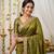 Mehendi green color fndy satin dual shade embroidered work saree