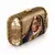 Maharani Portrait Embellished Clutch Bag with Pearl & Green Stone Detail