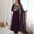 Wine premium fox georgette anarkali pant dupatta set